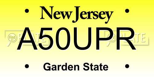A50UPR New Jersey License Plate