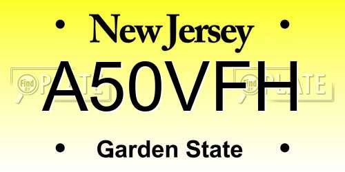 A50VFH New Jersey License Plate