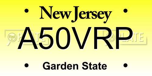 A50VRP New Jersey License Plate