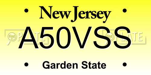 A50VSS New Jersey License Plate