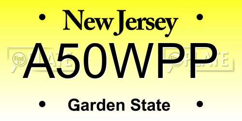 A50WPP New Jersey License Plate