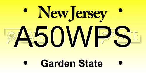 A50WPS New Jersey License Plate