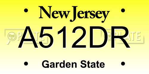 A512DR New Jersey License Plate