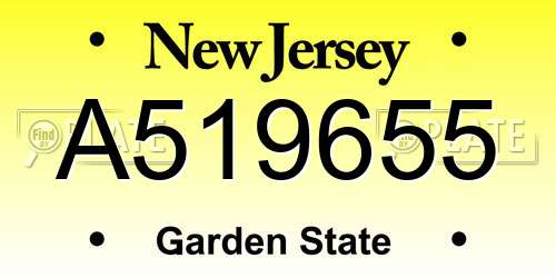 A519655 New Jersey License Plate