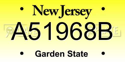 A51968B New Jersey License Plate