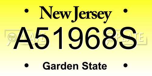 A51968S New Jersey License Plate