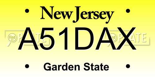 A51DAX New Jersey License Plate