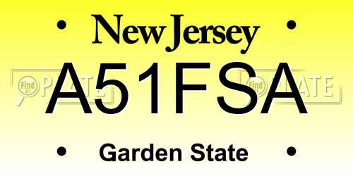 A51FSA New Jersey License Plate