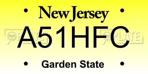 A51HFC New Jersey License Plate