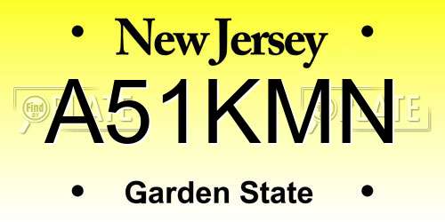 A51KMN New Jersey License Plate