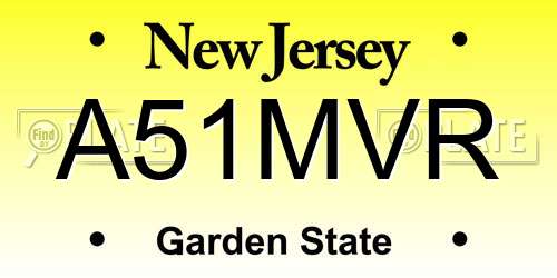 A51MVR New Jersey License Plate