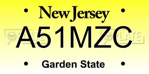 A51MZC New Jersey License Plate