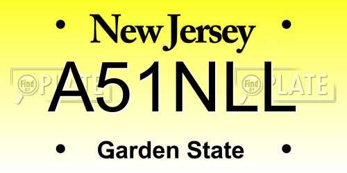 A51NLL New Jersey License Plate
