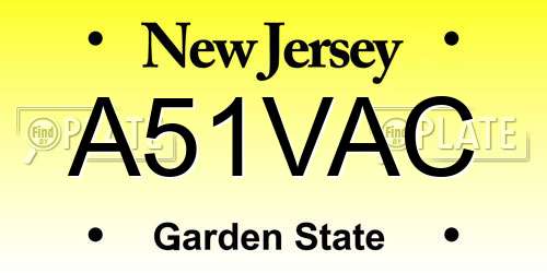 A51VAC New Jersey License Plate