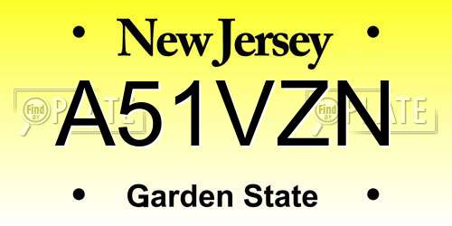 A51VZN New Jersey License Plate