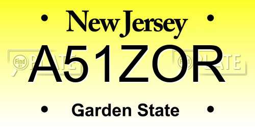 A51ZOR New Jersey License Plate