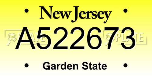 A522673 New Jersey License Plate