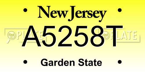 A5258T New Jersey License Plate