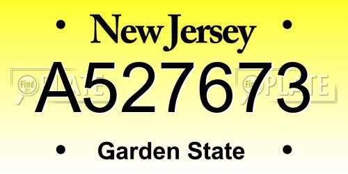 A527673 New Jersey License Plate