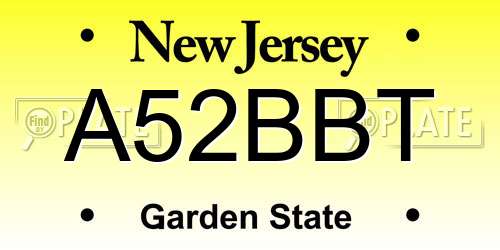A52BBT New Jersey License Plate