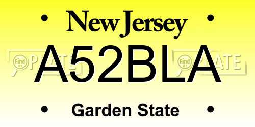 A52BLA New Jersey License Plate