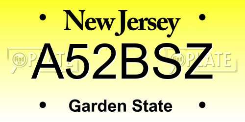 A52BSZ New Jersey License Plate