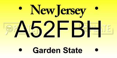 A52FBH New Jersey License Plate