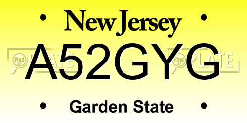 A52GYG New Jersey License Plate