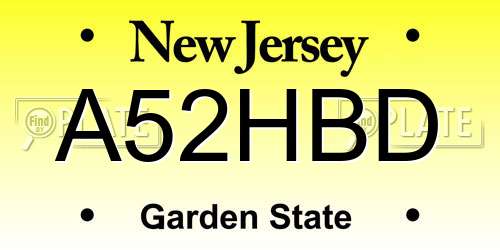 A52HBD New Jersey License Plate