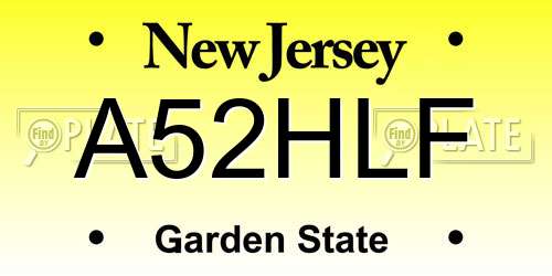 A52HLF New Jersey License Plate