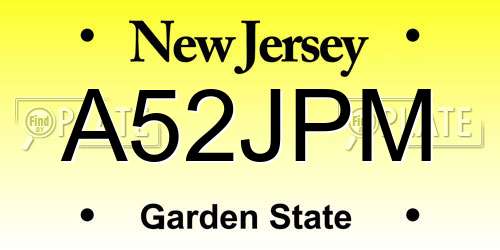 A52JPM New Jersey License Plate