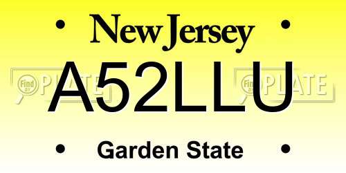 A52LLU New Jersey License Plate