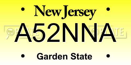 A52NNA New Jersey License Plate