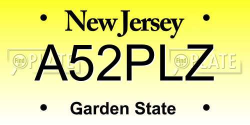 A52PLZ New Jersey License Plate