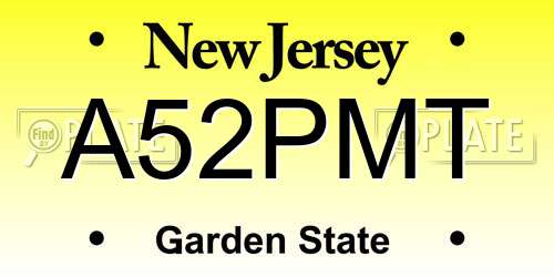 A52PMT New Jersey License Plate