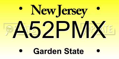 A52PMX New Jersey License Plate