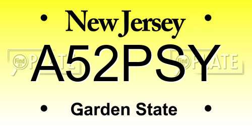 A52PSY New Jersey License Plate