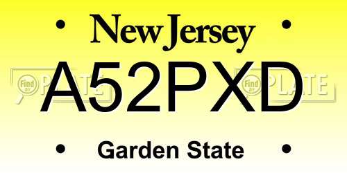 A52PXD New Jersey License Plate