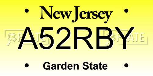 A52RBY New Jersey License Plate
