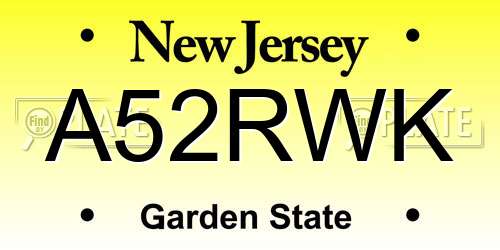A52RWK New Jersey License Plate