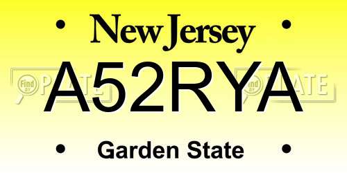 A52RYA New Jersey License Plate
