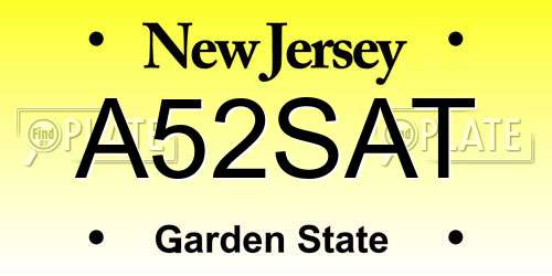 A52SAT New Jersey License Plate