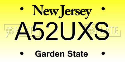 A52UXS New Jersey License Plate