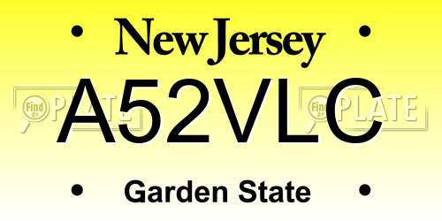 A52VLC New Jersey License Plate