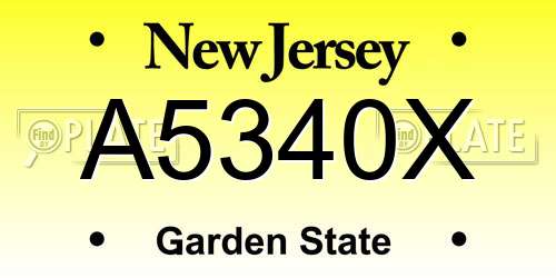 A5340X New Jersey License Plate