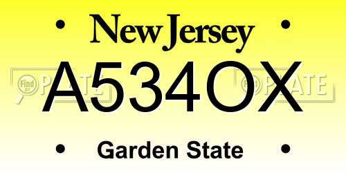 A534OX New Jersey License Plate
