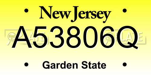 A53806Q New Jersey License Plate