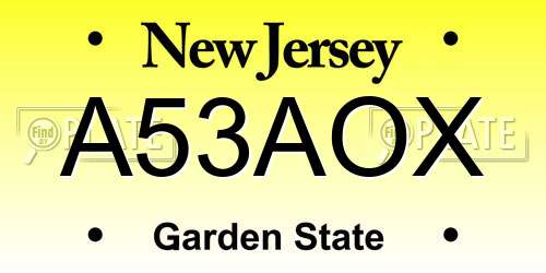 A53AOX New Jersey License Plate