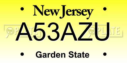 A53AZU New Jersey License Plate