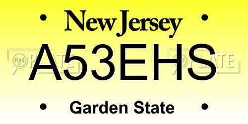 A53EHS New Jersey License Plate